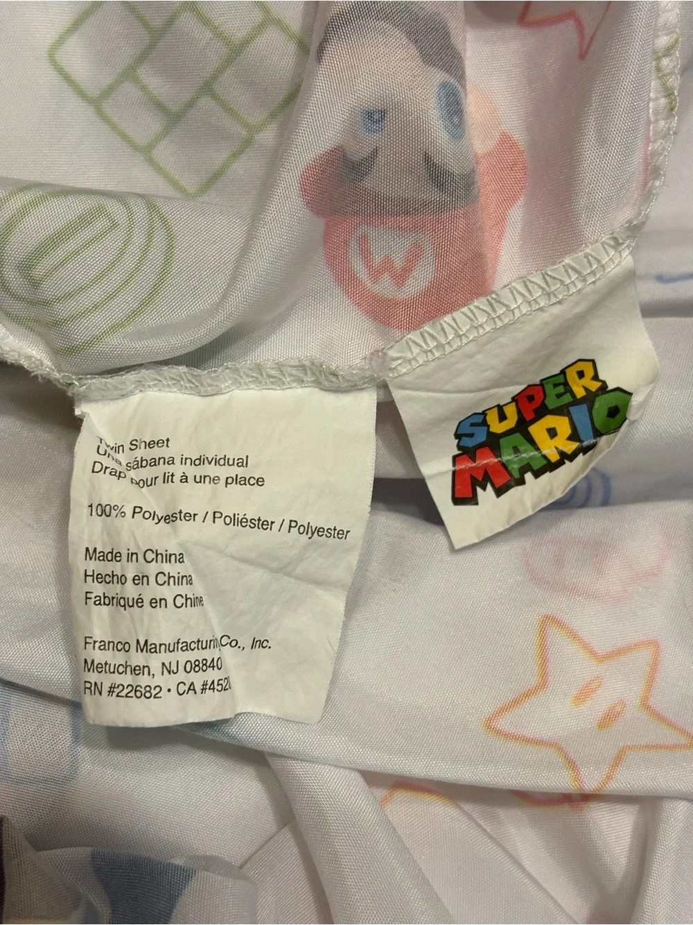 2 Piece Super Mario Bros Nintendo Twin Sheet Set 1 Fitted & 1 Flat Sheet Cartoon